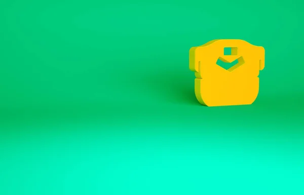 Ícone Chapéu Pilot Laranja Isolado Fundo Verde Conceito Minimalismo Ilustração — Fotografia de Stock