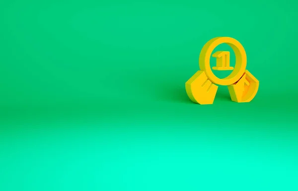 Orange Medalj Ikon Isolerad Grön Bakgrund Vinnarsymbol Minimalistiskt Koncept Återgivning — Stockfoto