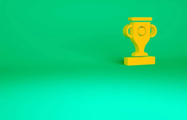 Ícone Copo Orange Award Isolado Fundo Verde Símbolo Troféu Vencedor — Fotografia de Stock