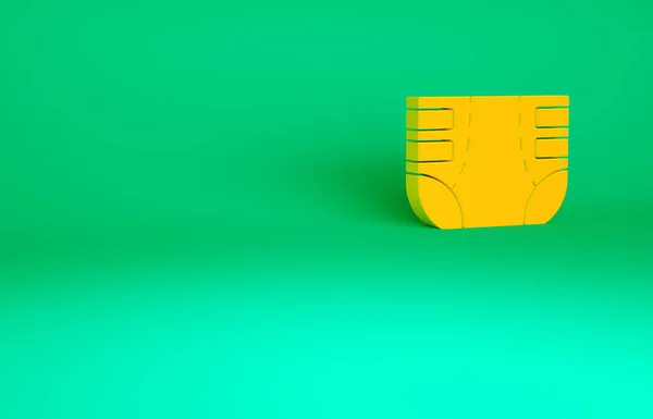 オレンジ緑の背景に隔離された大人のおむつアイコン 最小限の概念 3Dイラスト3Dレンダリング — ストック写真