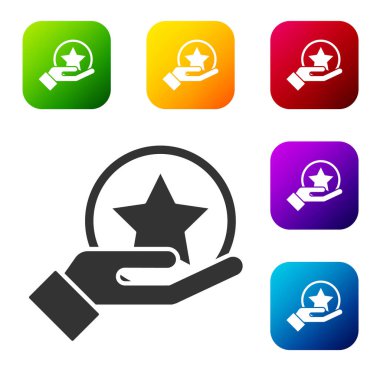 Siyah ABD Bağımsızlık Günü simgesi beyaz arka planda izole edildi. 4 Temmuz. Amerika Birleşik Devletleri ülkesi. Renkli kare düğmelerle simgeleri ayarla. Vektör.