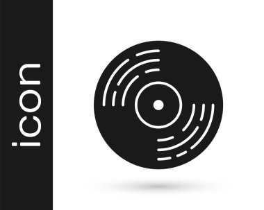Siyah Vinil disk simgesi beyaz arkaplanda izole edildi. Vektör.