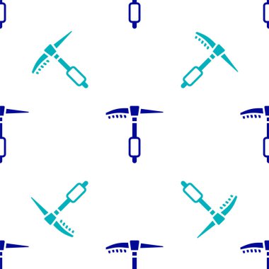 Mavi Buz Baltası simgesi beyaz arka planda izole edilmiş kusursuz desen. Tırmanma ekipmanları. Vektör.