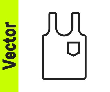 Siyah çizgili kolsuz tişört ikonu beyaz arkaplanda izole edilmiş. Vektör İllüstrasyonu.