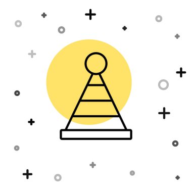 Siyah çizgi Parti şapka simgesi beyaz arkaplanda izole edildi. Doğum günü şapkası. Rastgele dinamik şekiller. Vektör.