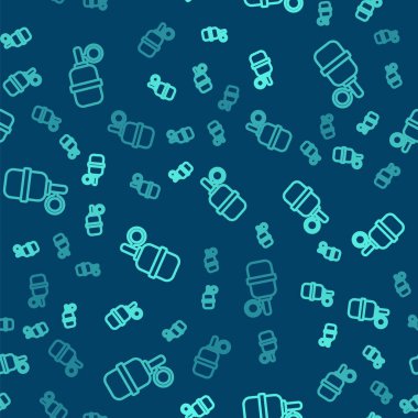 Yeşil çizgi el bombası ikonu mavi arka planda pürüzsüz desen izole etti. Bomba patlaması. Vektör.