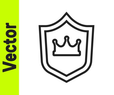 Beyaz arka planda izole edilmiş taç simgesi olan kalkan. Vektör.