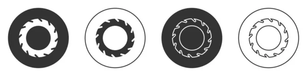 Schwarzes Autoreifensymbol Isoliert Auf Weißem Hintergrund Kreis Taste Vektorillustration — Stockvektor