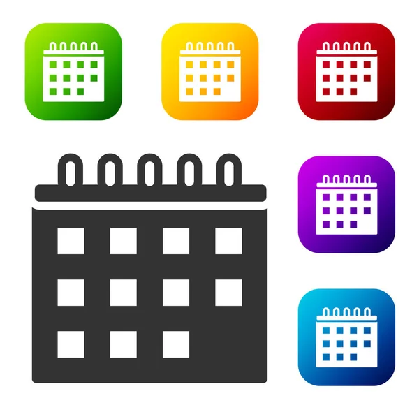 Black Calendar Icon Isolated White Background Event Reminder Symbol Set — Stock Vector