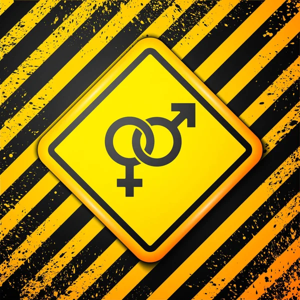 Black Gender Icoon Geïsoleerd Gele Achtergrond Symbolen Van Mannen Vrouwen — Stockvector