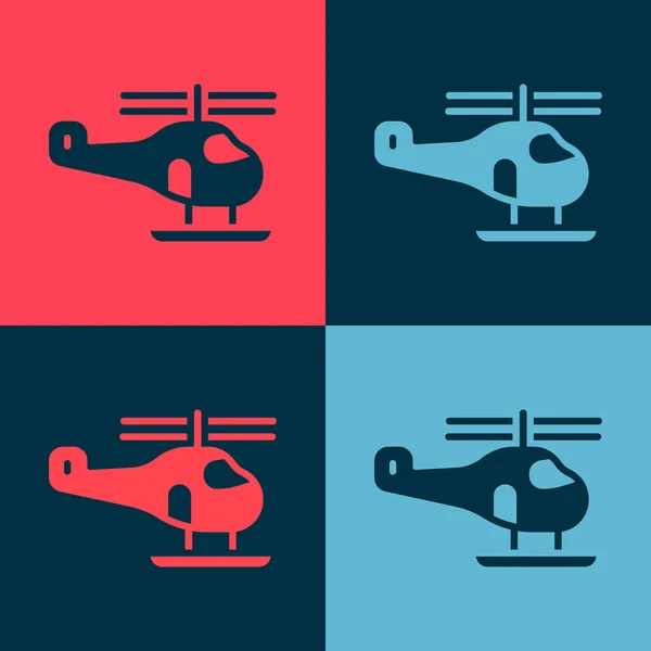 Pop Art Helicóptero Icono Vehículo Avión Aislado Fondo Color Vector — Archivo Imágenes Vectoriales