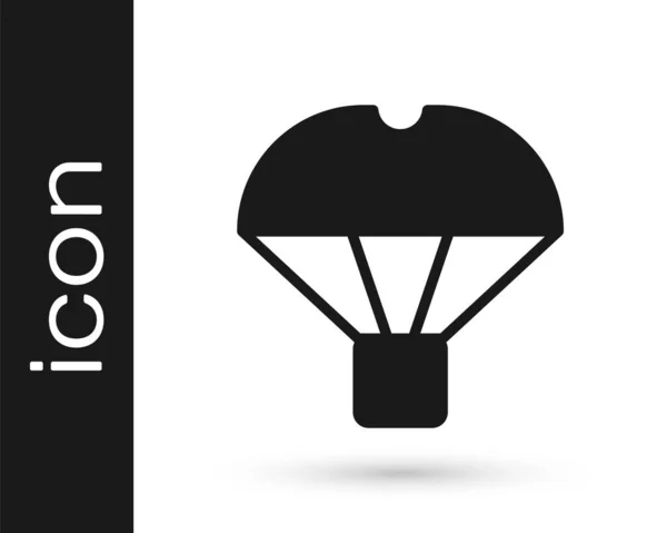 Black Box Fliegen Auf Fallschirm Symbol Isoliert Auf Weißem Hintergrund — Stockvektor