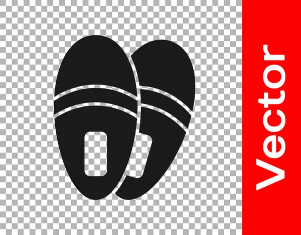 Black Slippers Icon Isolated Transparent Background Flip Flops Sign Vector — Stock Vector