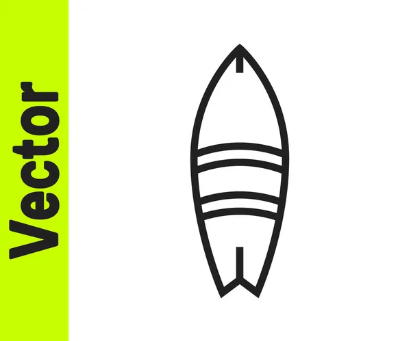 Black Line Surfboard Symbol Isoliert Auf Weißem Hintergrund Surfbrett Extremsport — Stockvektor