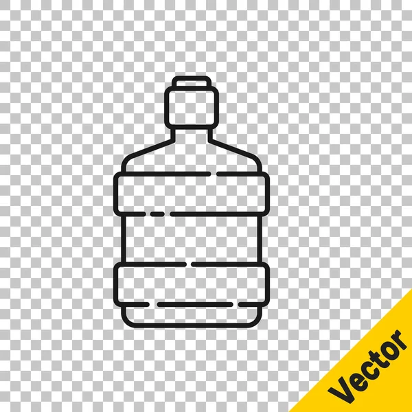 Black Line Big Bottle Clean Water Icon Isolated Transparent Background — Stock Vector