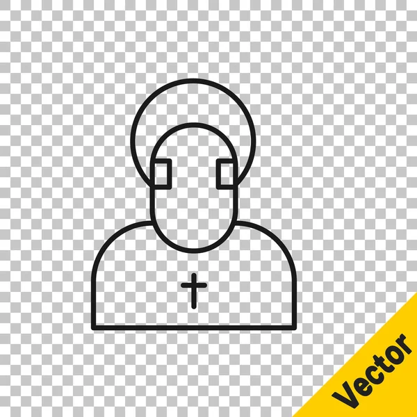 Schwarze Linie Mönchssymbol Isoliert Auf Transparentem Hintergrund Vektor — Stockvektor