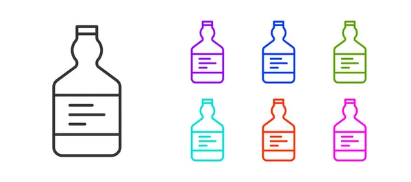 Zwarte Lijn Tequila Fles Pictogram Geïsoleerd Witte Achtergrond Mexicaanse Alcohol — Stockvector