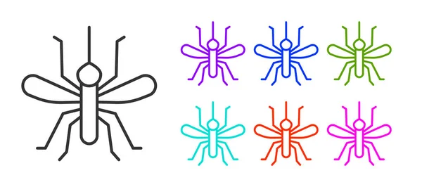 Schwarze Linie Mosquito Symbol Isoliert Auf Weißem Hintergrund Setzen Sie — Stockvektor