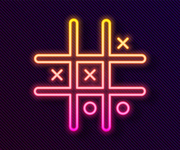 Gloeiende Neon Lijn Tic Tac Teen Game Pictogram Geïsoleerd Zwarte — Stockvector
