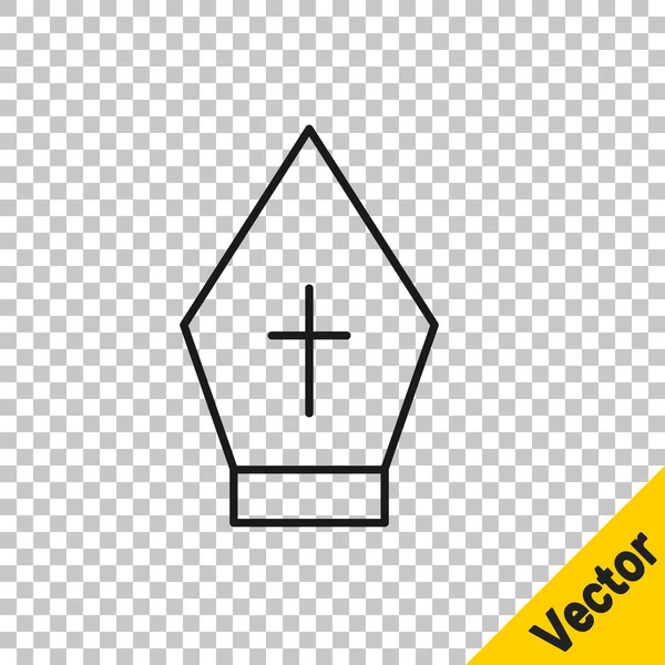 Schwarze Linie Papsthut Symbol Isoliert Auf Transparentem Hintergrund Christliches Hutschild — Stockvektor