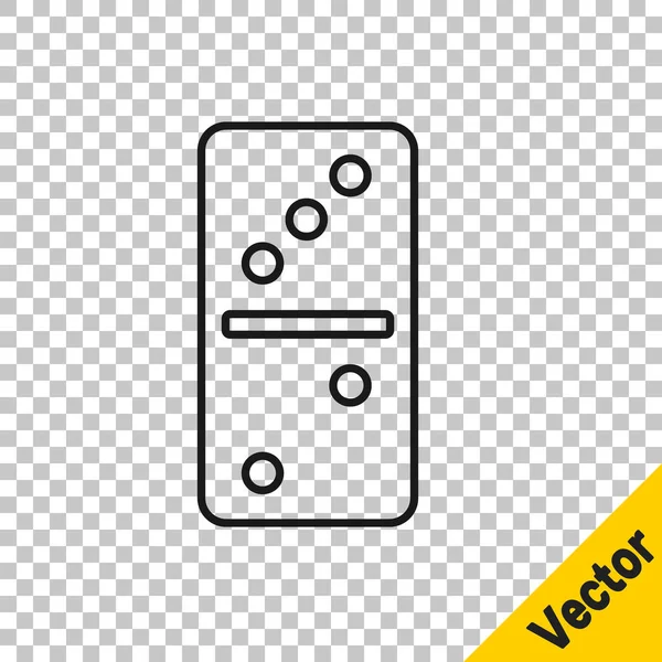 Icono Línea Negra Domino Aislado Sobre Fondo Transparente Vector — Vector de stock