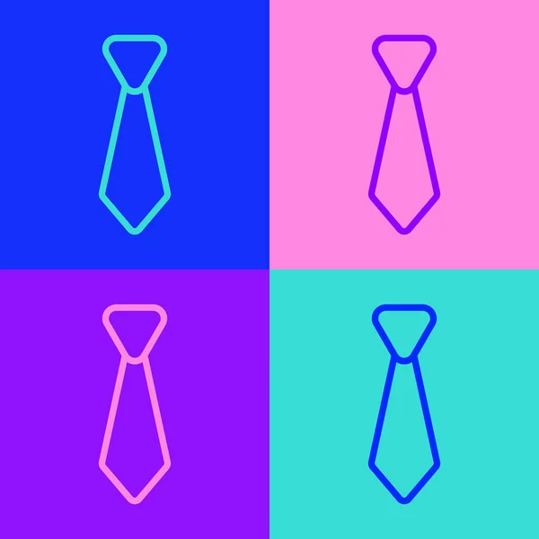 Pop Konst Linje Tie Ikon Isolerad Färg Bakgrund Necktie Och — Stock vektor