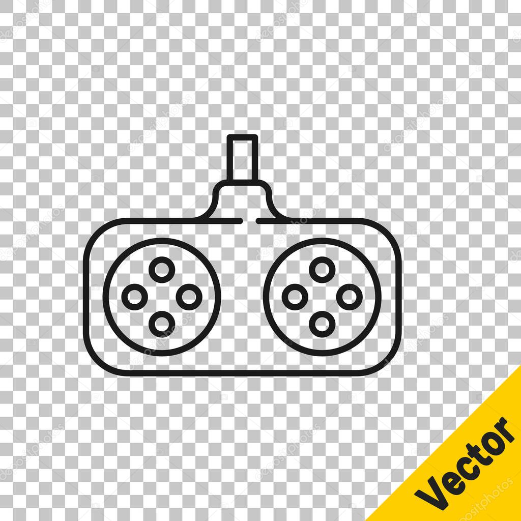 Black line Gamepad icon isolated on transparent background. Game controller.  Vector Illustration.