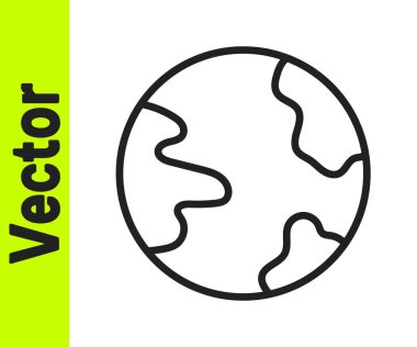 Siyah çizgi dünya simgesi beyaz arkaplanda izole edildi. Yerküreye iğnele. Vektör.