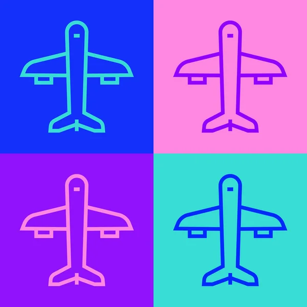 Pop Art Line Ikona Roviny Izolované Barevném Pozadí Ikona Létajícího — Stockový vektor