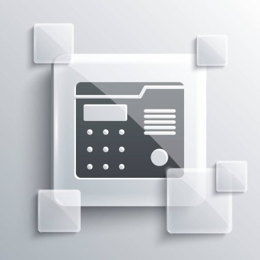 Gri Ev dahili iletişim sistemi simgesi gri arkaplanda izole edildi. Kare cam paneller. Vektör İllüstrasyonu.