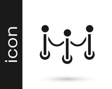 Beyaz arkaplanda siyah ip bariyeri simgesi izole edildi. VIP etkinliği, lüks kutlama. Ünlüler partisi girişi. Vektör.