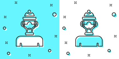 Siyah çizgili kış sporcusu ikonu yeşil ve beyaz arka planda izole edilmiş. Rastgele dinamik şekiller. Vektör.