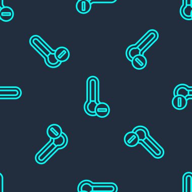 Yeşil çizgi Meteoroloji termometresi mavi arkaplandaki ikonu izole etti. Termometre termometresi sıcak ya da soğuk hava gösteriyor. Vektör.