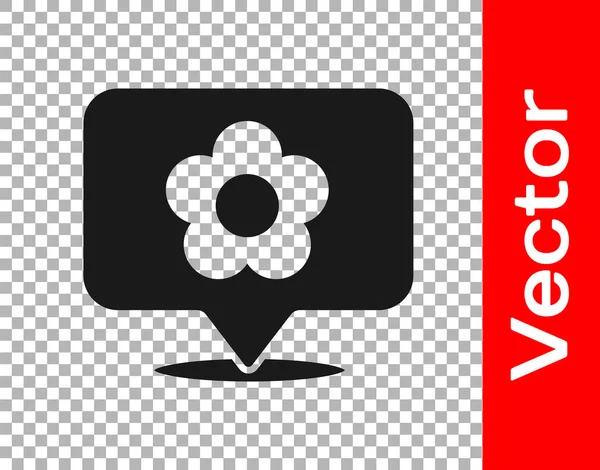 Schwarze Location Mit Blumensymbol Auf Transparentem Hintergrund Vektorillustration — Stockvektor