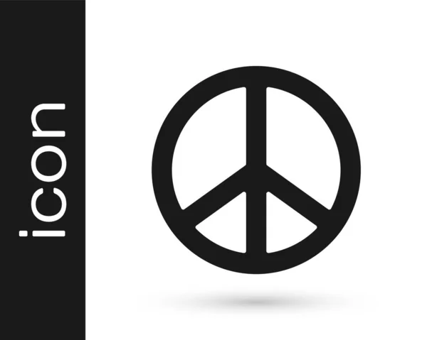 Fekete Béke Ikon Elszigetelt Fehér Háttérrel Béke Hippi Szimbóluma Vektor — Stock Vector