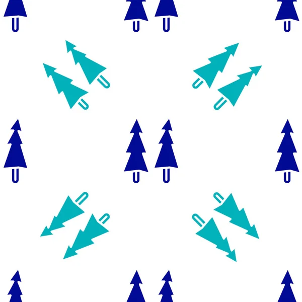 Иконка Голубой Елки Выделена Безморщинистым Узором Белом Фоне Рождеством Новым — стоковый вектор