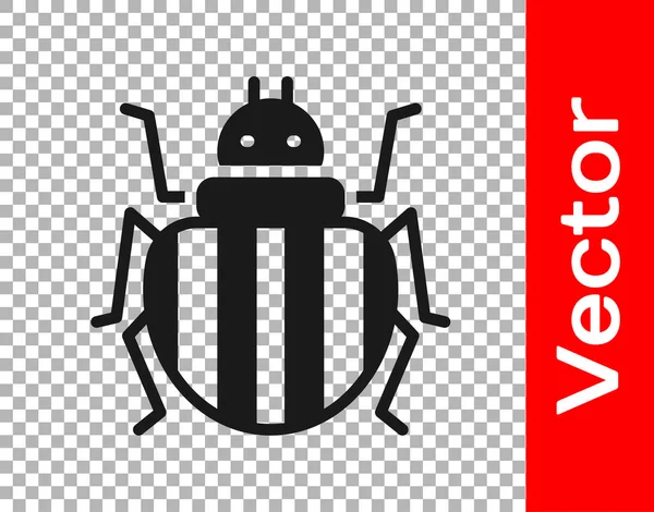 Escarabajo Negro Colorado Aislado Sobre Fondo Transparente Vector — Vector de stock