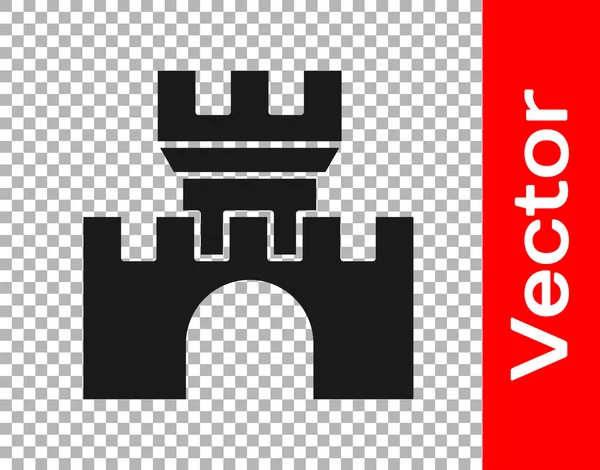 Icono Del Castillo Negro Aislado Sobre Fondo Transparente Fortaleza Medieval — Vector de stock