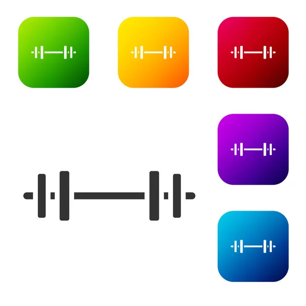 Black Barbell Icon Isolated White Background Muscle Lifting Icon Fitness — Stock Vector
