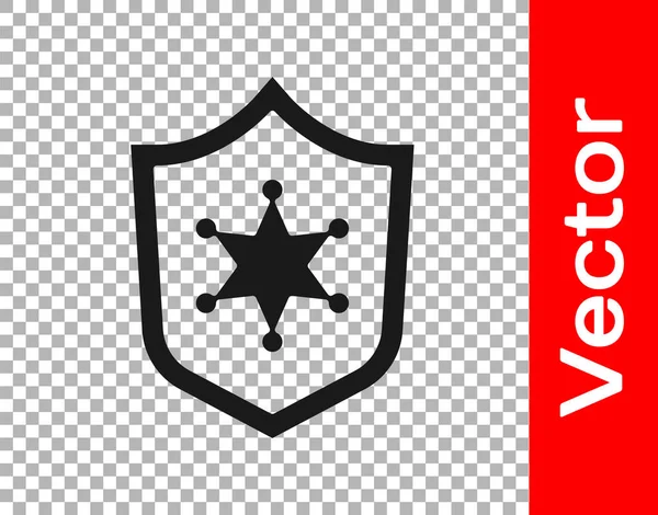 Icono Insignia Policía Negra Aislado Sobre Fondo Transparente Insignia Del — Vector de stock