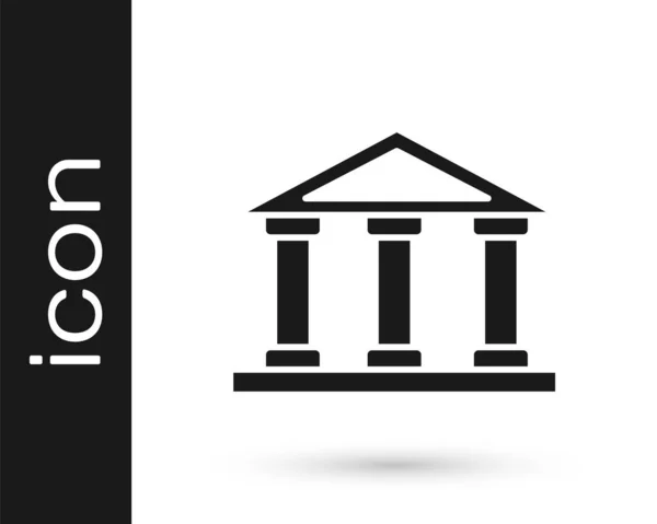 Black Courthouse Gebouw Pictogram Geïsoleerd Witte Achtergrond Gebouw Bank Museum — Stockvector