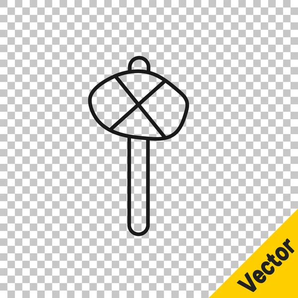 Schwarze Linie Steinzeit Hammer Symbol Isoliert Auf Transparentem Hintergrund Vektor — Stockvektor