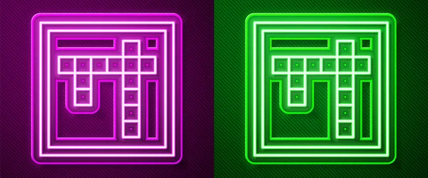 Leuchtende Leuchtschrift Bingo Symbol Isoliert Auf Violettem Und Grünem Hintergrund — Stockvektor