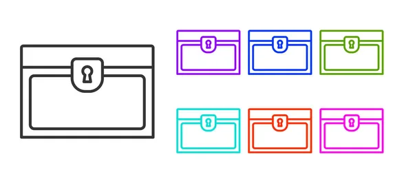 Línea Negra Icono Del Cofre Del Tesoro Antiguo Aislado Sobre — Vector de stock