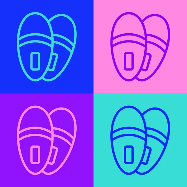 Pop Art Line Slippers Ikona Izolované Barevném Pozadí Flip Flops — Stockový vektor