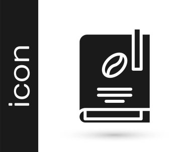 Gri kahve kitabı ikonu beyaz arkaplanda izole edilmiş. Vektör İllüstrasyonu.