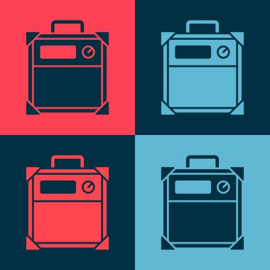 Pop Art Gitar amplifikatörü simgesi renk arkaplanında izole edildi. Müzik aleti. Vektör.
