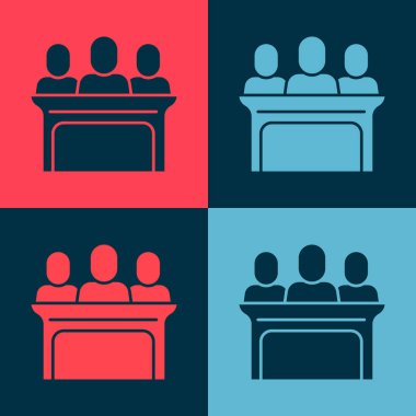 Pop Art Jurors simgesi renk arkaplanında izole edildi. Vektör.