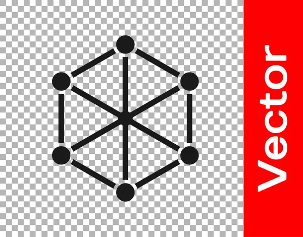 透明な背景に隔離されたブラックブロックチェーン技術アイコン 暗号化データ 概要幾何学ブロックチェーンネットワーク技術事業 ベクトル — ストックベクタ
