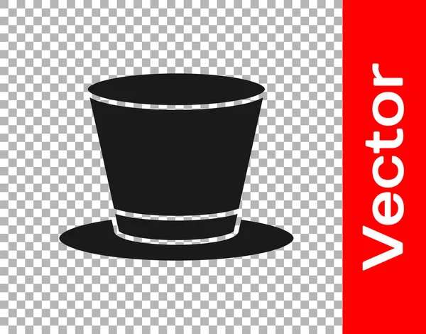 黑色圆柱形帽子图标隔离在透明的背景上 — 图库矢量图片